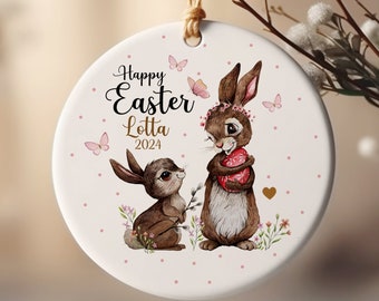 Osteranhänger Osterschmuck mit Häschen Hase Bunny Osterei Ostereier personalisiert Happy Easter ornaments eo2