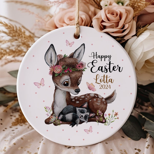 Easter pendant Easter decorations with deer deer raccoon animals Easter egg Easter eggs personalized with name Happy Easter ornaments eo3
