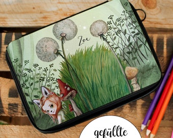 Pencil case pencil case fox girl in the forest fairy tale world desired name name can be personalized fm195