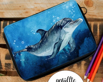 Pencil case pencil case dolphin dolphin back to school blue desired name name customizable fm180