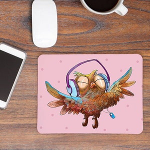 Mousepad mouse pad Eule Musik chillen Geschenk m21