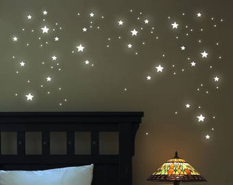 Wall decal stars fluorescent 100 pcs M1169