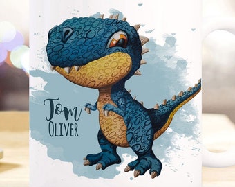 Tazza per l'inizio della scuola Dino Dinosauro T-Rex e nome desiderato Bundle05