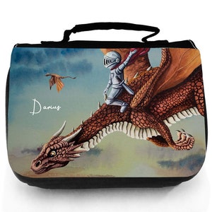 Wash bag cosmetic bag pencil case pencil case dragon with knight desired name gift Bundle58 wt251 fm256