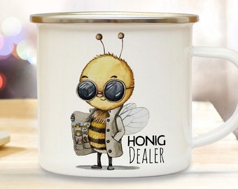 Enamel mug camping cup bee beekeeper honey dealer saying coffee cup gift beekeeping bees eb643