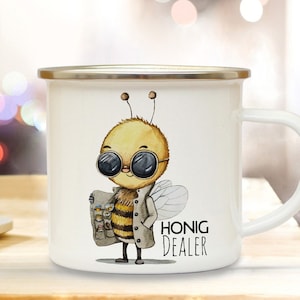 Enamel mug camping cup bee beekeeper honey dealer saying coffee cup gift beekeeping bees eb643
