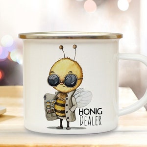 Enamel mug camping cup bee beekeeper honey dealer saying coffee cup gift beekeeping bees eb643