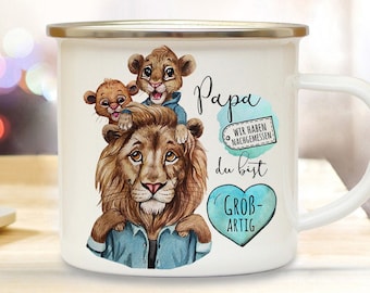 Tasse en émail camping tasse lion lion papa papa enfants lions & disant papa tu es super tasse à café cadeau pour la fête des pères eb520