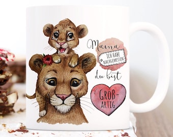 Tasse Kaffeebecher Muttertag Mama Mutti Löwenmama Löwenmutter mit Löwenjunge mothersday ts1140