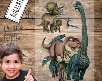 Opstrijkbare foto's Dinosaurus Brachiosaurus Dinos Dino Set in A5 applicatie kussen overhemdstassen opstrijkbare foto opstrijkbare motief patch opstrijkbare foto's bb241