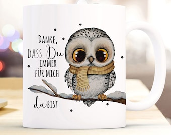 Cup mug with saying Thank you for always being there for me & owl on branch motif coffee mug gift saying mug ts1077