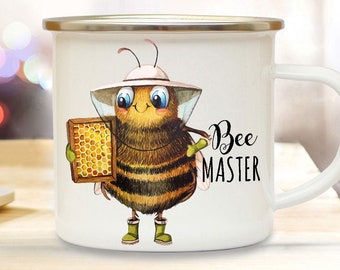 Emaille Becher Camping Tasse Imkerbiene Imker Biene Bienchen Spruch Bee Master Kaffeetasse Geschenk Imkertasse Kaffeebecher eb505