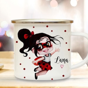 Cup Mug Pillow for the start of school Ladybug Girl Girl with desired name Name Gift for school enrollment Bundle20