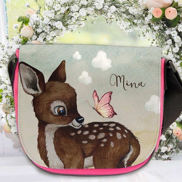 Kindergarten bag children's bag shoulder bag pink girls bag gift deer fawn desired name kgt61
