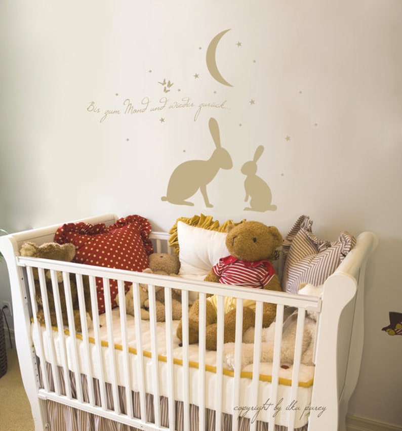 Wandtattoo fürs Babyzimmer Häschen mit Mond M545 Bild 1