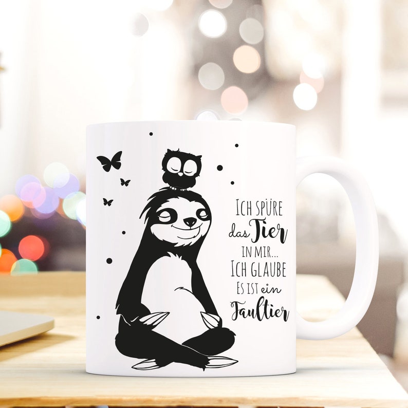 Geschenk Kaffee Tasse Faultier Eule Spruch ts401 Bild 1