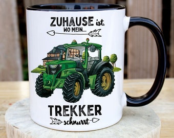 Cup mug with saying Home is where my trekker purrs cup motif tractor farm coffee mug gift saying mug ts2081