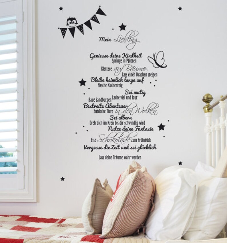 Wall sticker children's room owl pennant stars M1300 image 2