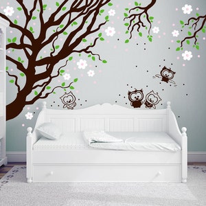 Tatouage mural autocollant mural hibou arbre hiboux 1001 image 1