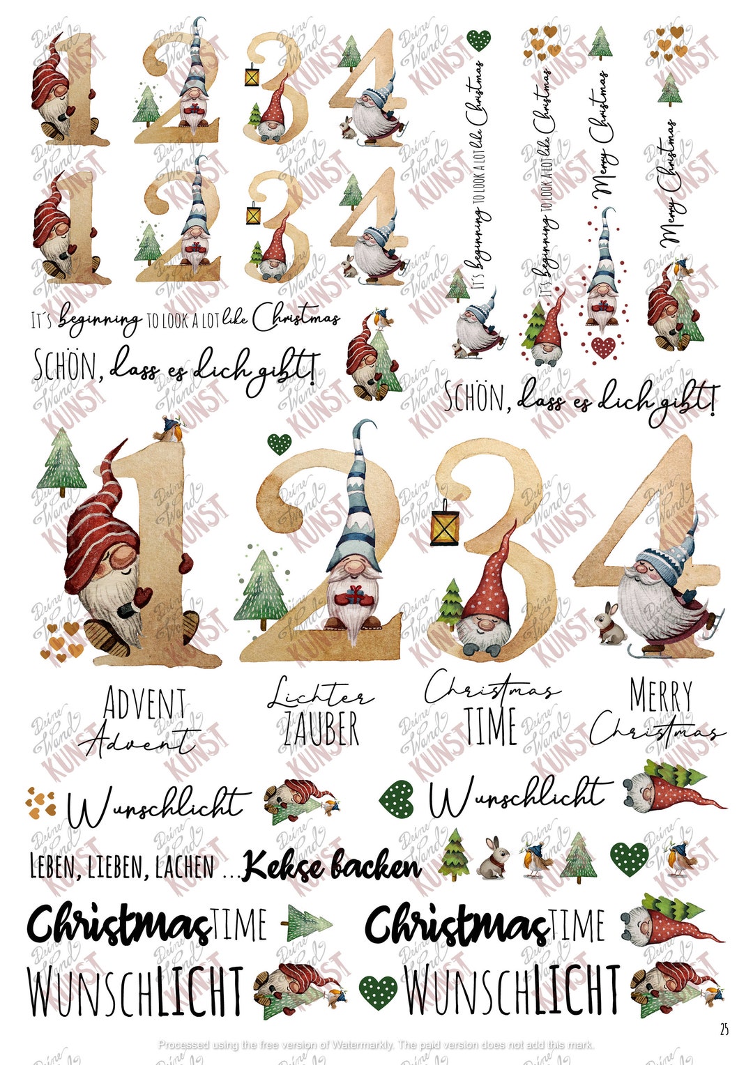Digitaler Download Kerzensticker Kerzentattoos Weihnachten