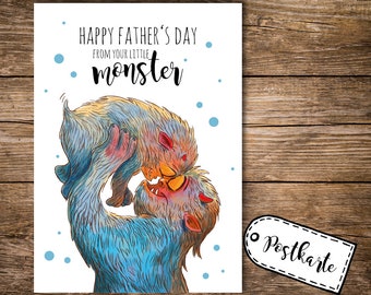 Postcard Father's Day for Dad little Monster pk109