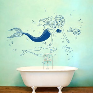 Wall tattoo mermaid mermaid dolphin with name M1610 image 2