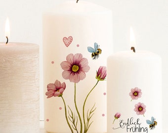 Candle stickers, candle tattoos, tattoo foil, gift, spring, spring greetings, flowers, floral, for candles or ceramics, A6 sheet, DIY sticker sheet kst64