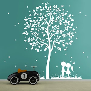 Wall sticker tree with children butterflies M1774 image 1