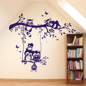 Wall sticker owls raccoons owl wall sticker M1545 image 3