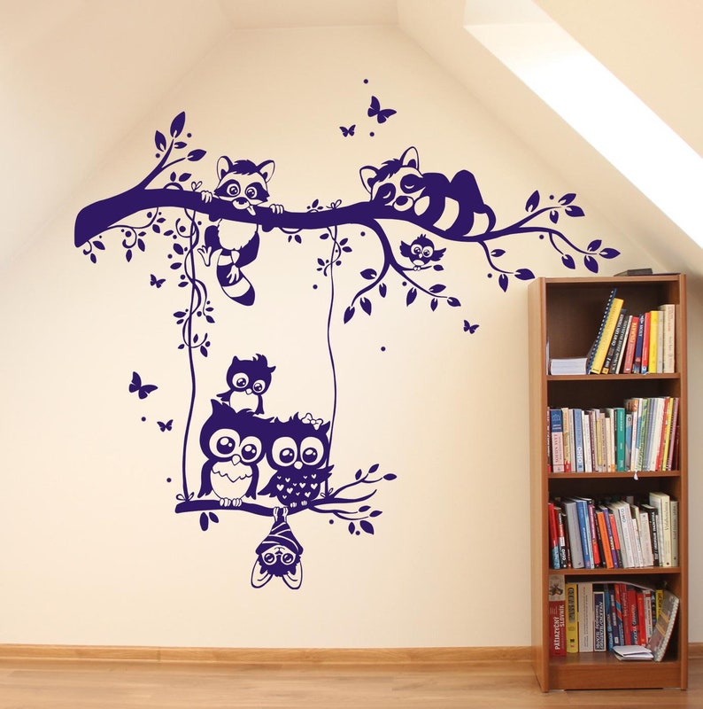 Wall sticker owls raccoons owl wall sticker M1545 image 3