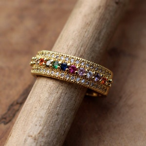 Ring Colorful Stones Mysterious Universe Birthstone Lucky Stone Jewelry Eternity Band Stacking Ring Multistone Ring Adjustable Size r5 image 1