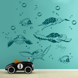 Wall sticker turtles water bubbles M1755