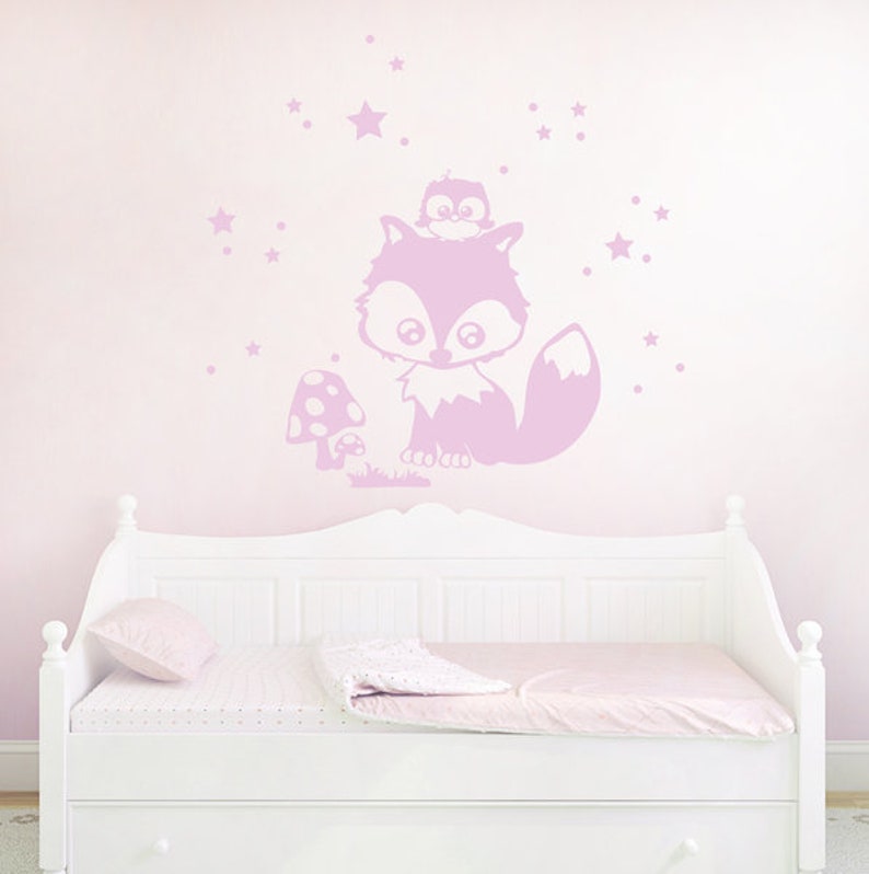 Wall sticker fox and owl owls stars dotsM1193 image 3