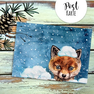 Carte postale imprimée Winter Wonderland Carte de Noël renard renard Salutations de Noël pk210