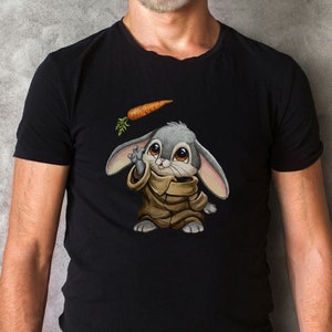 Koszulka T-shirt w kolorze czarnym z motywem króliczka królika króliczka z marchewką marchewką prezent 100% bawełna różne rozmiary. hs17