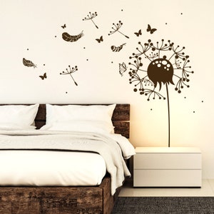 Wall tattoo dandelion butterflies feathers M1920 image 2