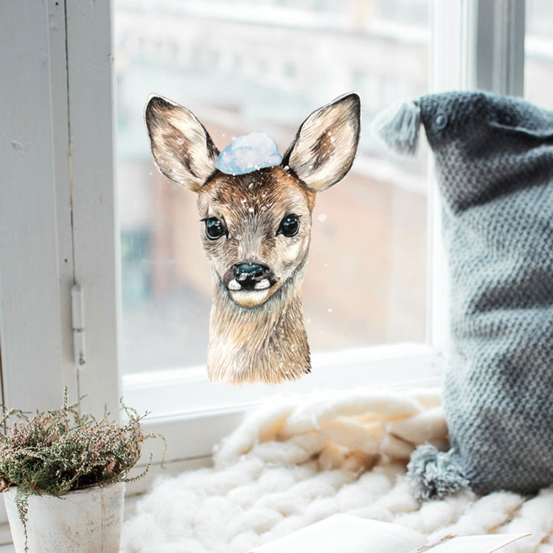 Window picture deer with snow REUSABLE window decoration window pictures bf12 image 2