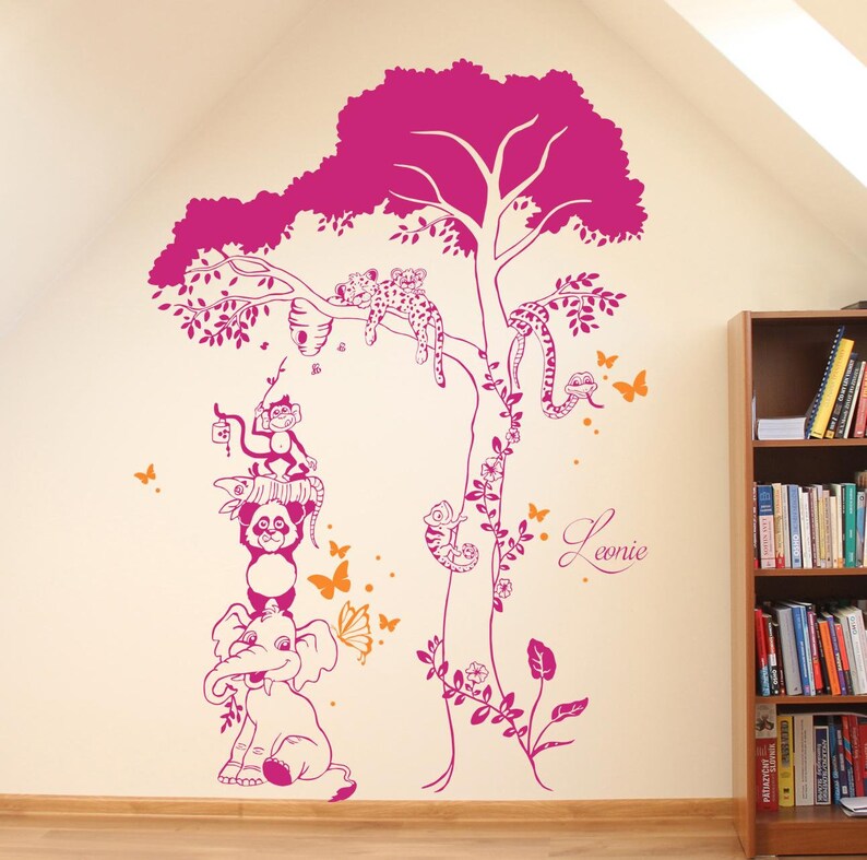 Wall sticker animals jungle tree with name M1601 image 3