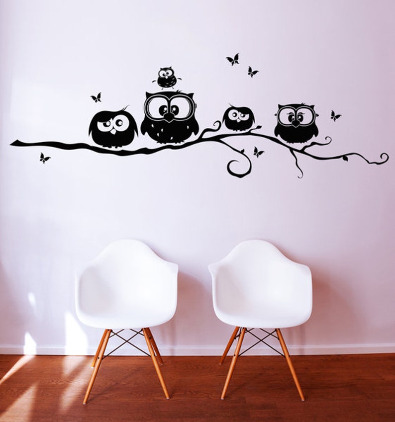 Wall sticker owls journeymen owls on branch M692 image 1