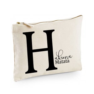 Bolsa de lona letra H con texto Hakuna Matata neceser neceser impreso individualmente cl2