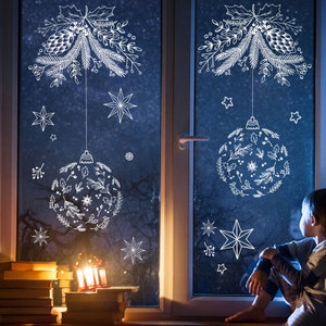 Template window picture chalk window picture Chalky Markers decoration Christmas Christmas ball stars fir green window decoration window pictures ch24