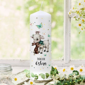Easter Candle Spring Rabbit Bunny with Lamb & Saying Happy Easter Decoration Gift ok04