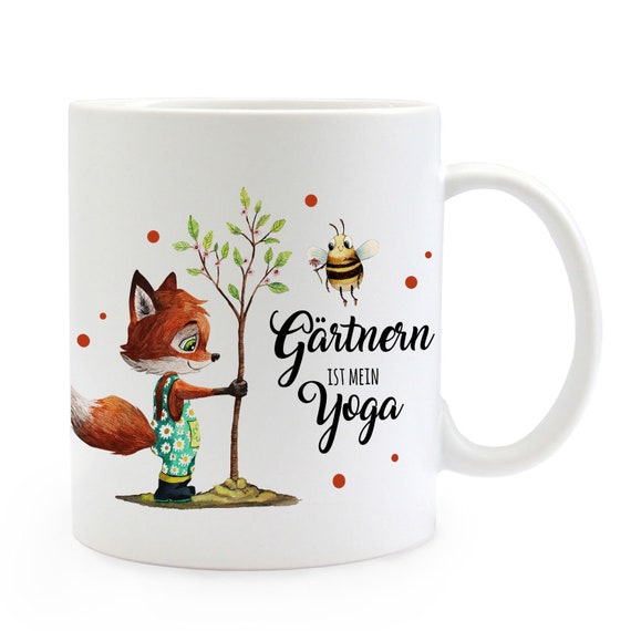 Tasse Becher Fuchs Hummel Gärtnern ist mein Yoga Kaffeebecher Geschenk ts1025 