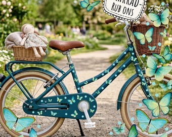 Bicycle Rub-ons Stickers Butterflies Bicycle Stickers Blue Turquoise Green Pastel Scooter Children's Bicycle E-Bike bfst27