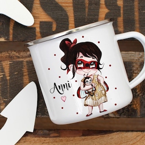 Cup Mug Pillow for the start of school Ladybug Girl Girl with desired name Name Gift for school enrollment Bundle21