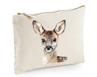 Canvas pouch bag wash bag toiletry bag with deer fawn cl24