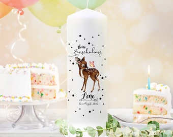 School enrollment candle candle cup for starting school for school child deer fawn deer desired name date bundle59 wk240 ts2103