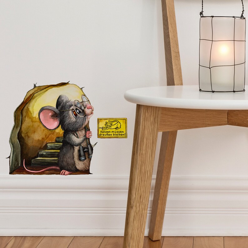 Mice door wall decal wall sticker mouse with glasses Etsy