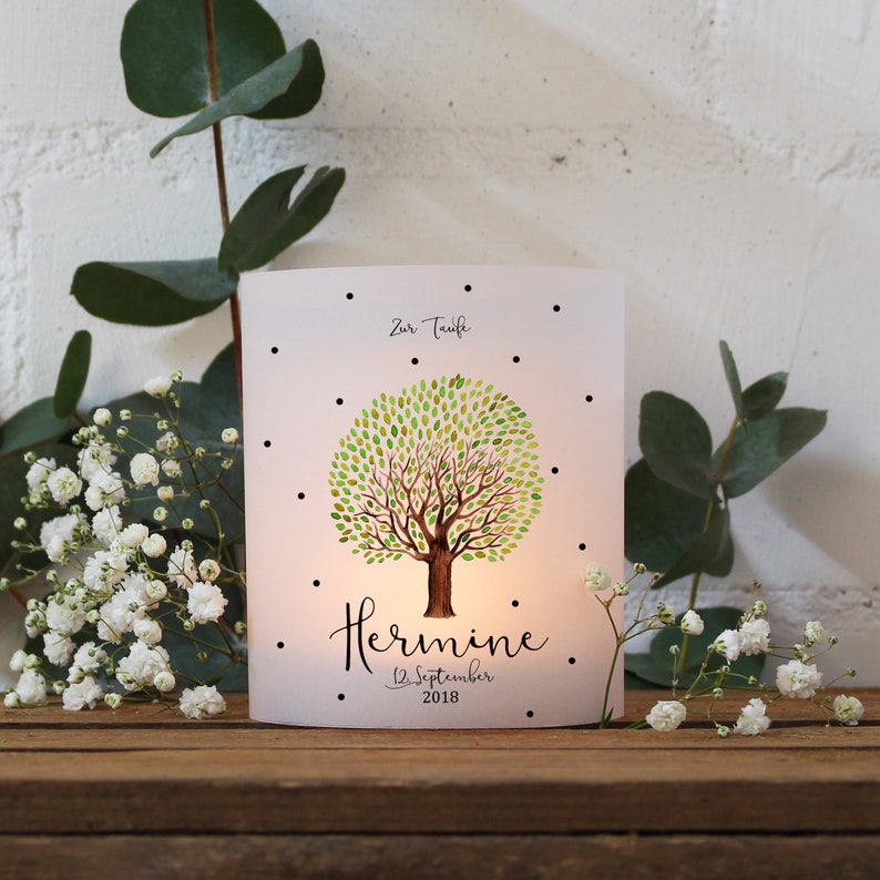 Taufkerze Kerze zur Taufe Baum Tree Spruch individualisierbar Etsy