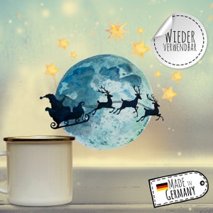 XL Fensterbild Weihnachten – Wiederverwendbare Statische Aufkleber (ca. 20,5x27 Cm) Mit Rentier, Weihnachtsmann & Geschenken